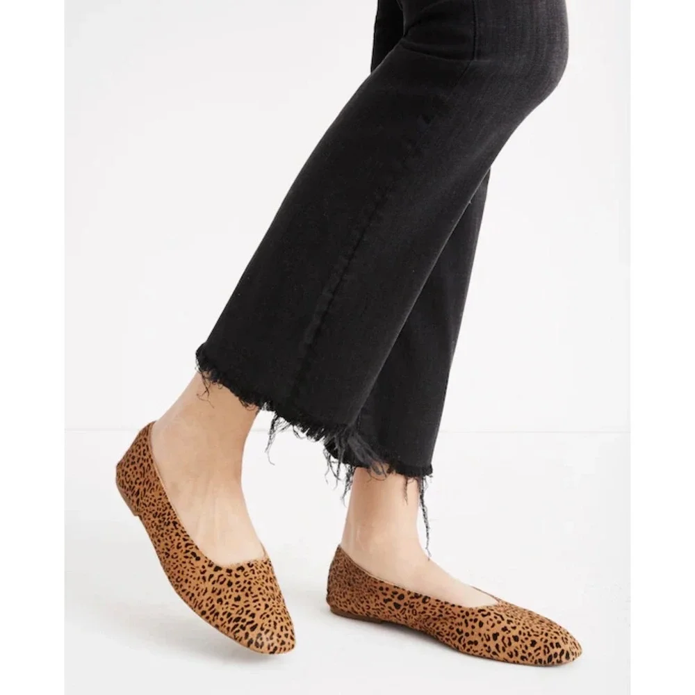 MADEWELL Leopard Ballet Flat Shoe Cory Calf Hair Square‎ Toe